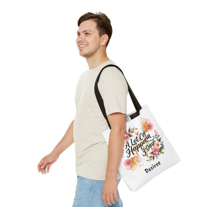 A Lot Can Happen in 3 Days Easter Faith Tote Bag | Floral Script Personalized Name