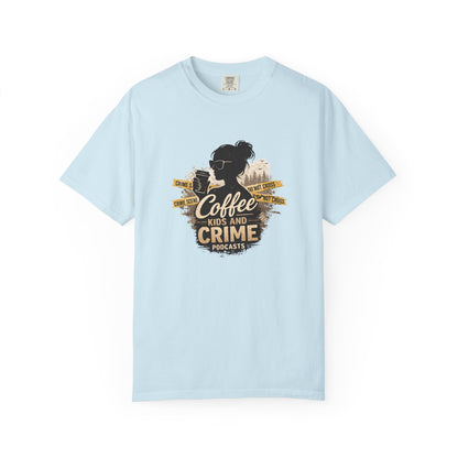 Coffee Kids and Crime Podcast Mom T-Shirt | Coffee Mug Silhouette Tee