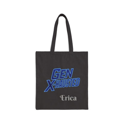 Gen X-Hausted Cotton Canvas Tote Bag, Funny Forgotten Gen X Humor, Reusable Shopping Bag, Eco-Friendly Grocery Tote, Gift for Gen X-er,