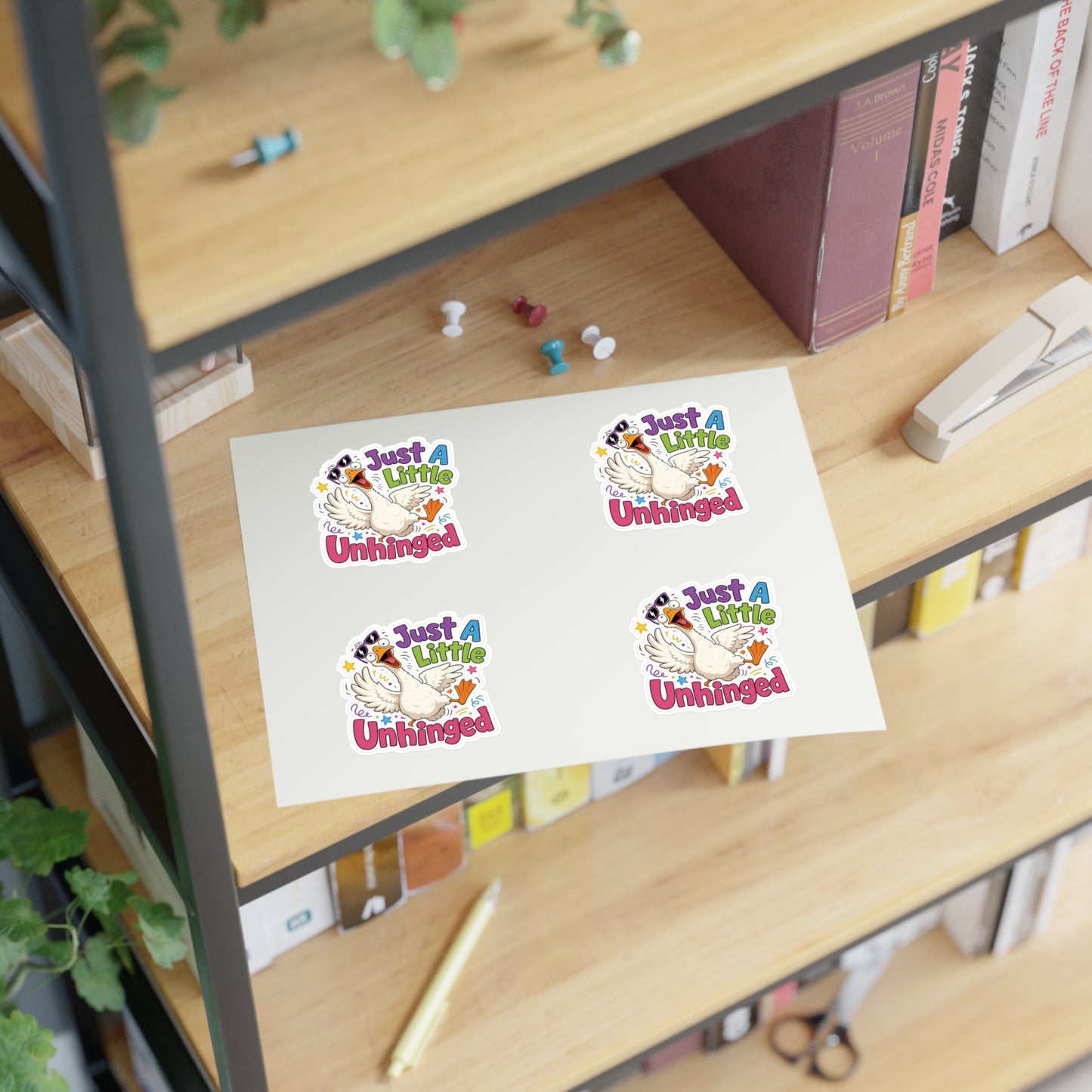 Just A Little Unhinged Sticker Sheet | Silly Goose Cartoon Stickers