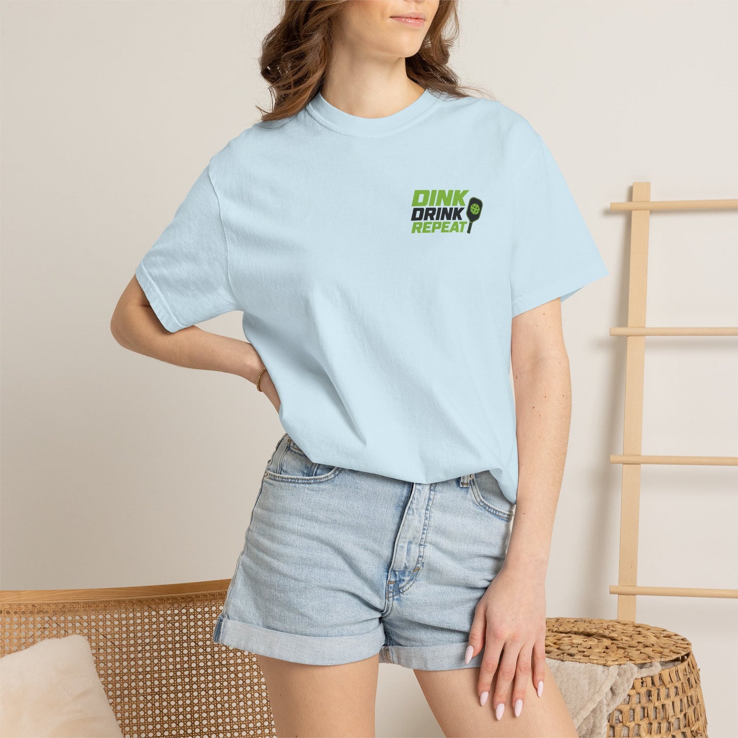 Dink Drink Repeat T-shirt | Pickleball Paddle Graphic