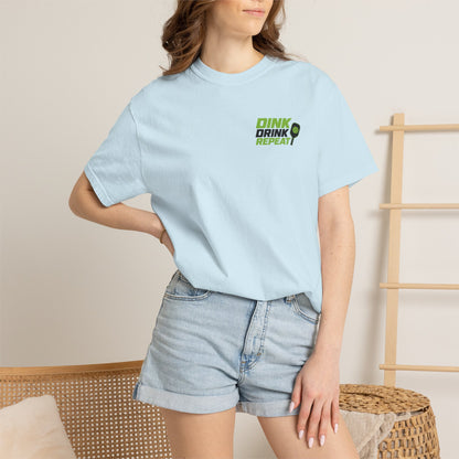 Dink Drink Repeat T-shirt | Pickleball Paddle Graphic