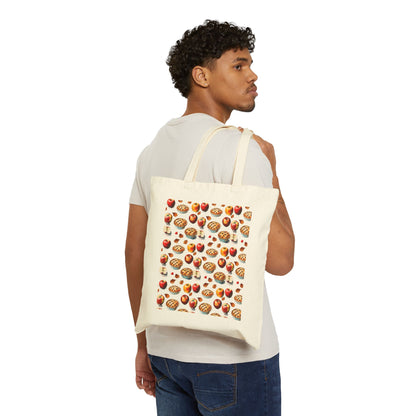 Cute Foodie Cotton Canvas Tote Bag, Apple Pie Tote, Shopping Bag for Food Lovers, Grocery Tote, Eco-Friendly Bag, Gift for Chefs & Cooks