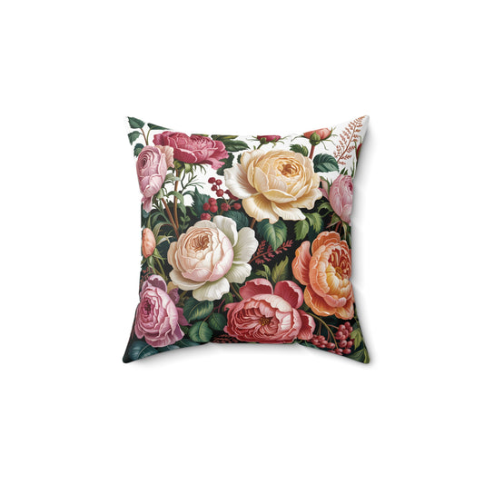 Vintage Rose Bouquet Pillow | Floral Throw Pillow