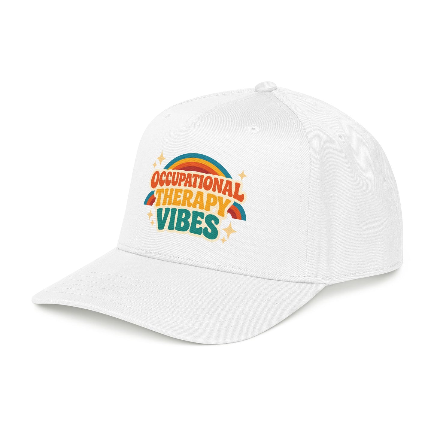 Occupational Therapy Vibes Cap | Retro Rainbow Mid Profile Baseball Cap