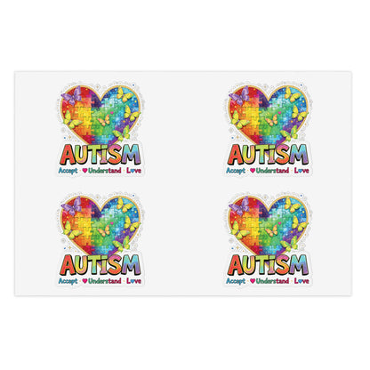 Autism Puzzle Heart Sticker Sheet Bundle, Sticker