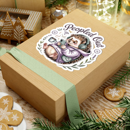 Peopled Out Hedgehog Sticker | Kiss-Cut Sticker, Cute Lazy Animal