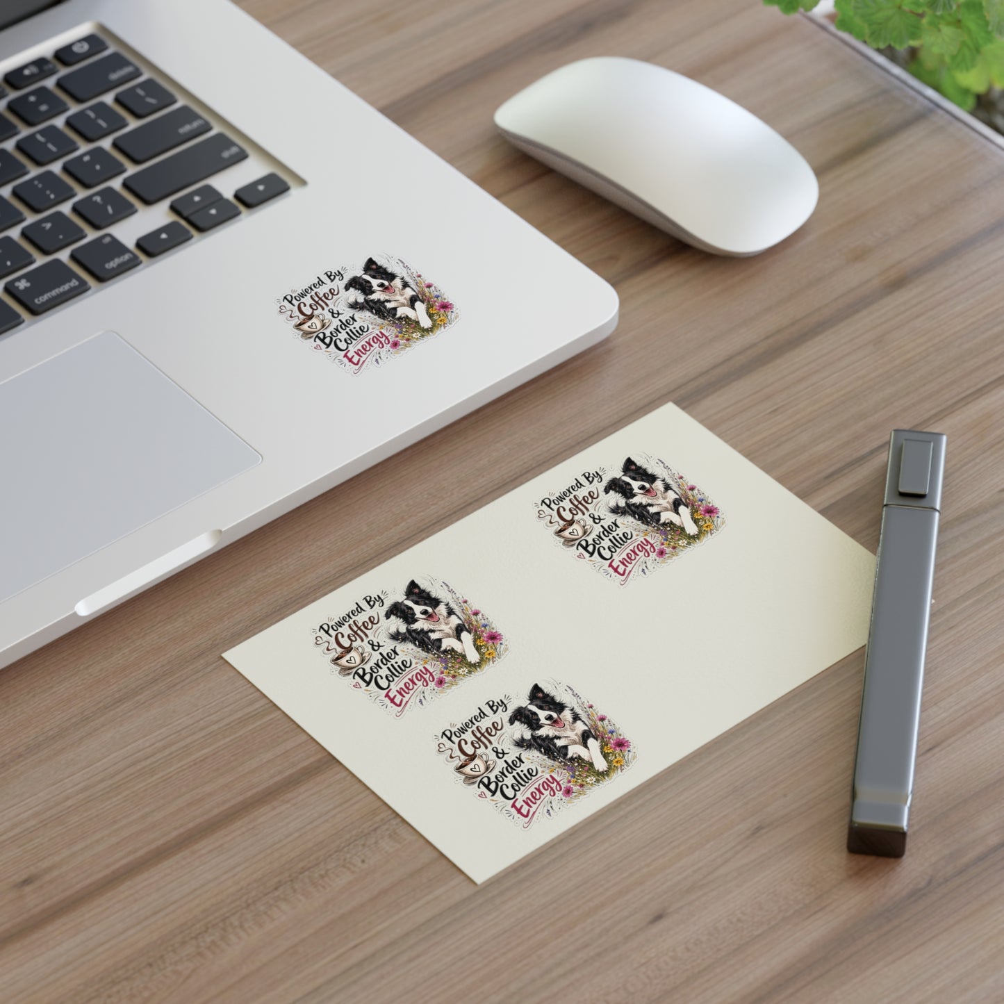 Powered by Coffee & Border Collie Energy Sticker Sheet | Dog Lover Planner Stickers