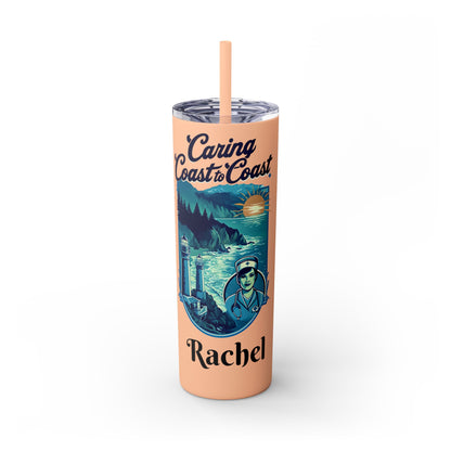 Personalized Coastal Travel Nurse Tumbler, 20oz Travel Mug, Insulated Water Bottle, Custom Gift for Her, Fun Oregon Theme Nautical Decor