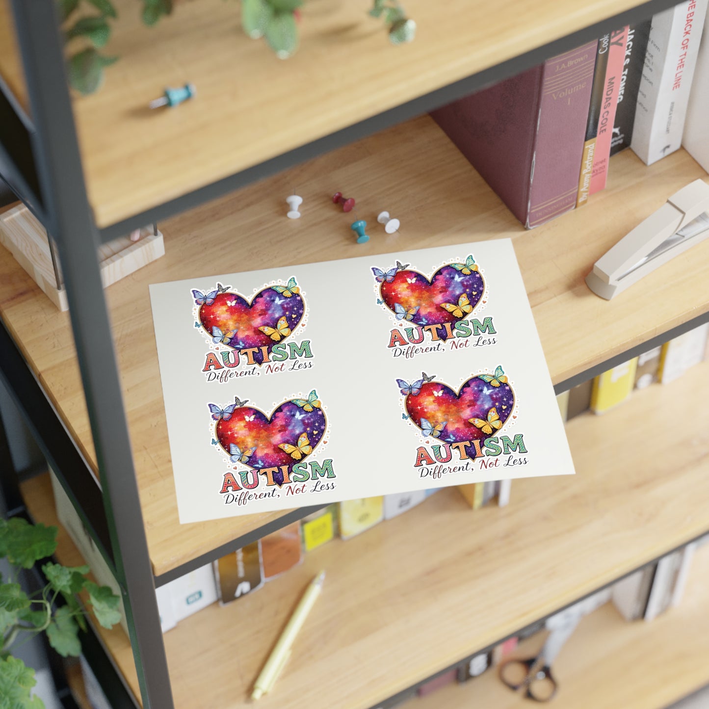 Autism Different Not Less sticker sheets | Heart puzzle butterfly design