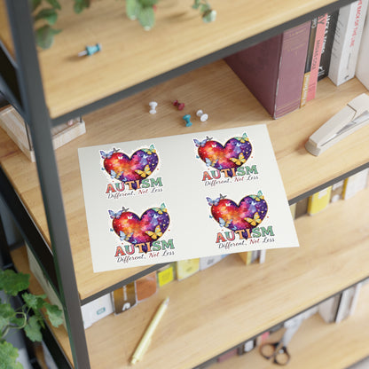 Autism Different Not Less sticker sheets | Heart puzzle butterfly design