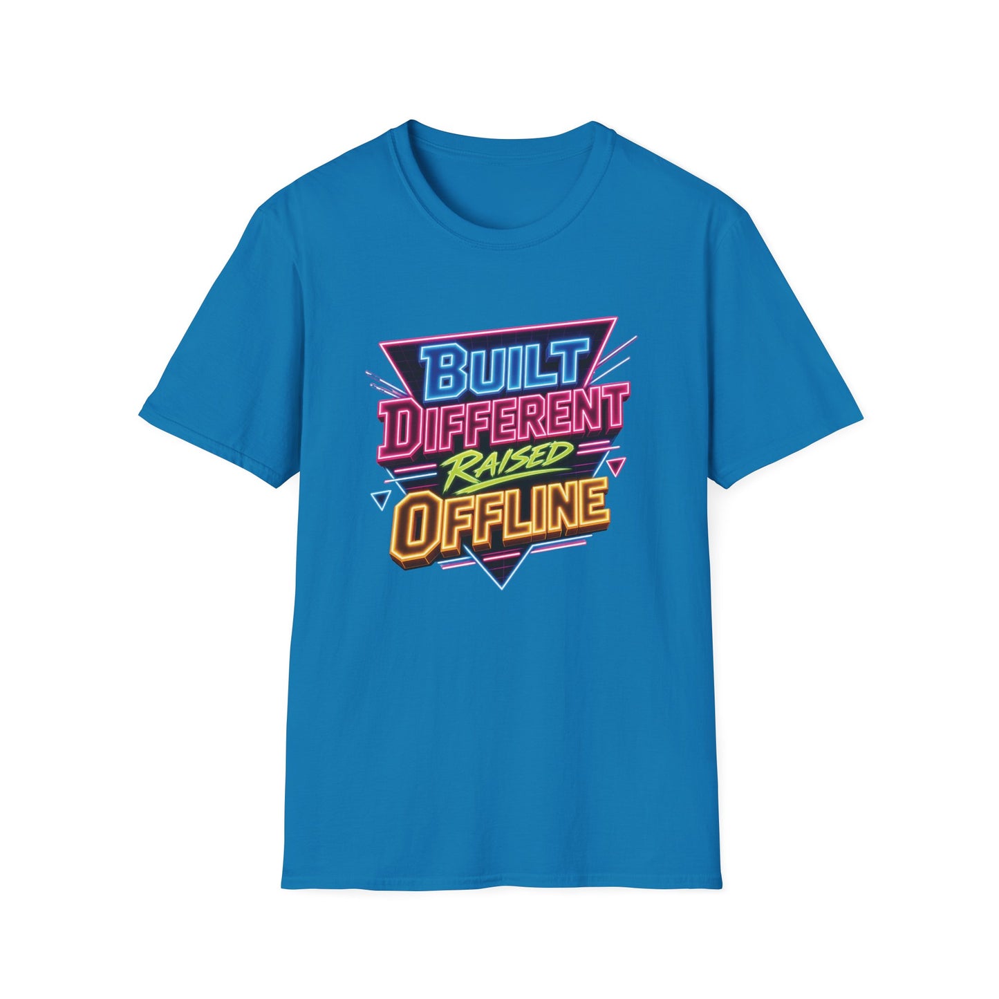 Built Different Raised Offline T-Shirt | Retro 80s Neon Graphic Tee