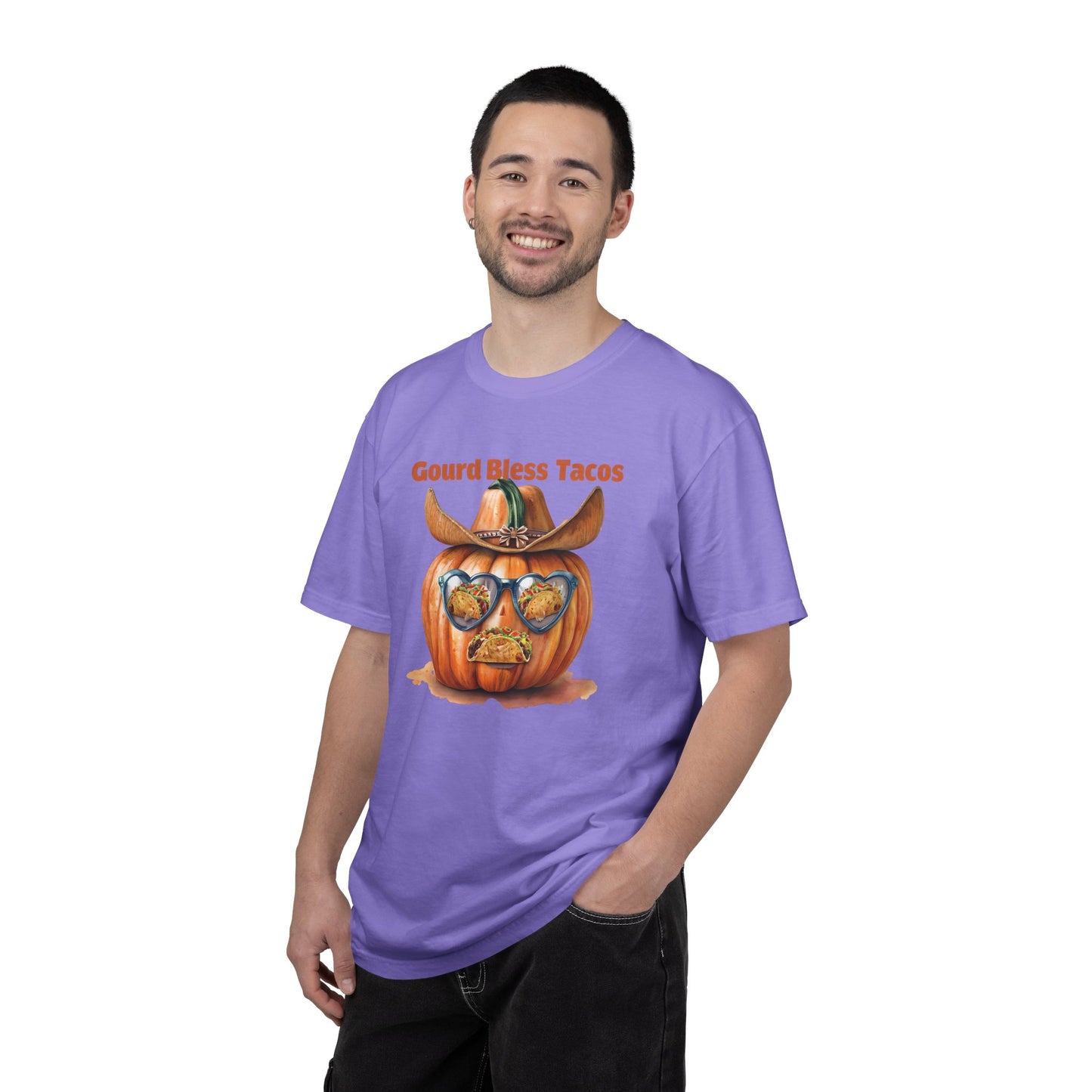 Funny Halloween T-Shirt, Gourd Bless Tacos Tee, Unisex Graphic Tee, Taco Lover Shirt, Fall Festival Apparel, Cute Pumpkin Shirt