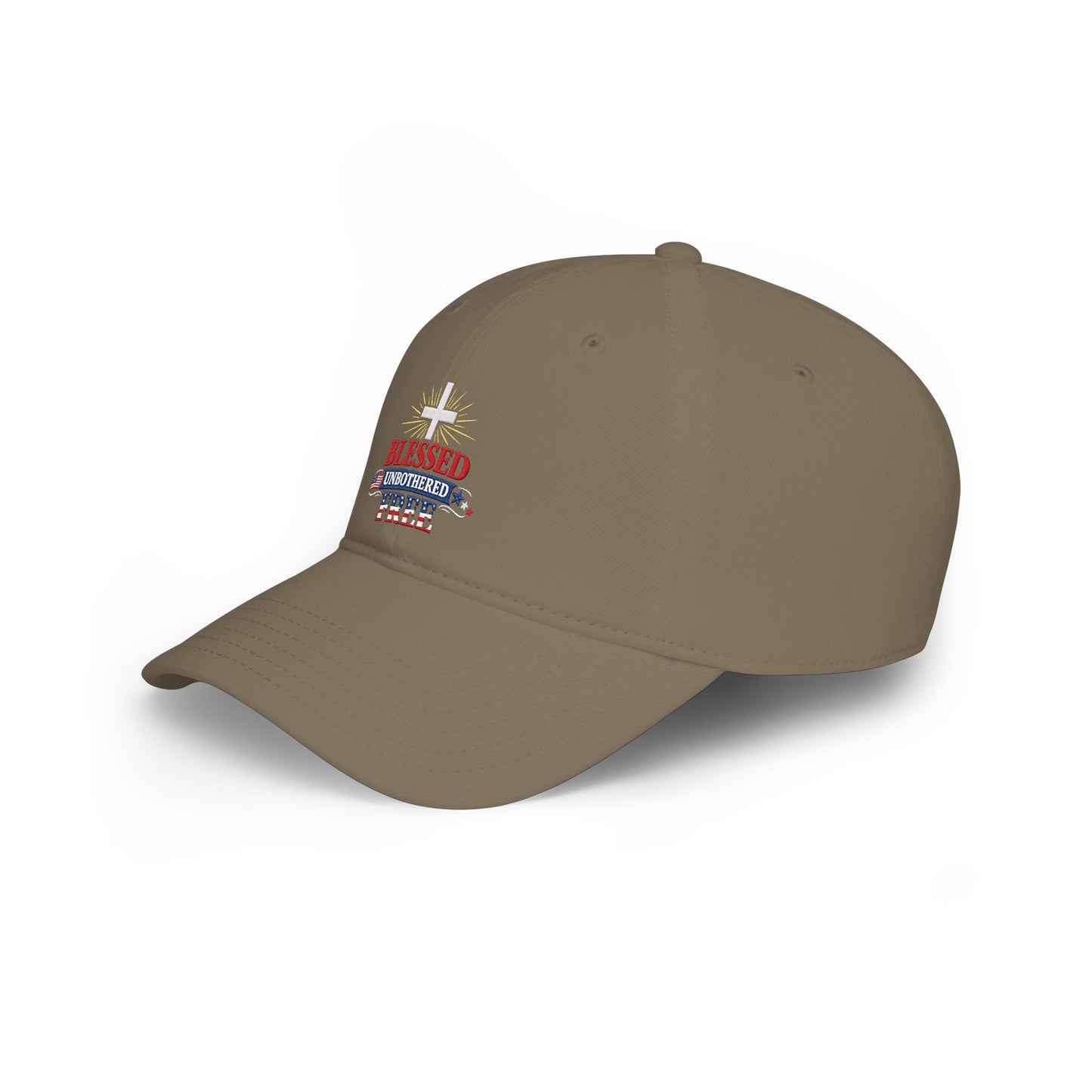 Blessed Unbothered Free cross baseball cap | Christian Hat patriotic design