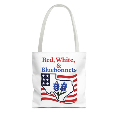 Texas Patriot Tote Bag, Red White and Bluebonnets, Independence Day Accessory, Summer Travel Bag, Gift for Texans, Stylish Grocery Tote