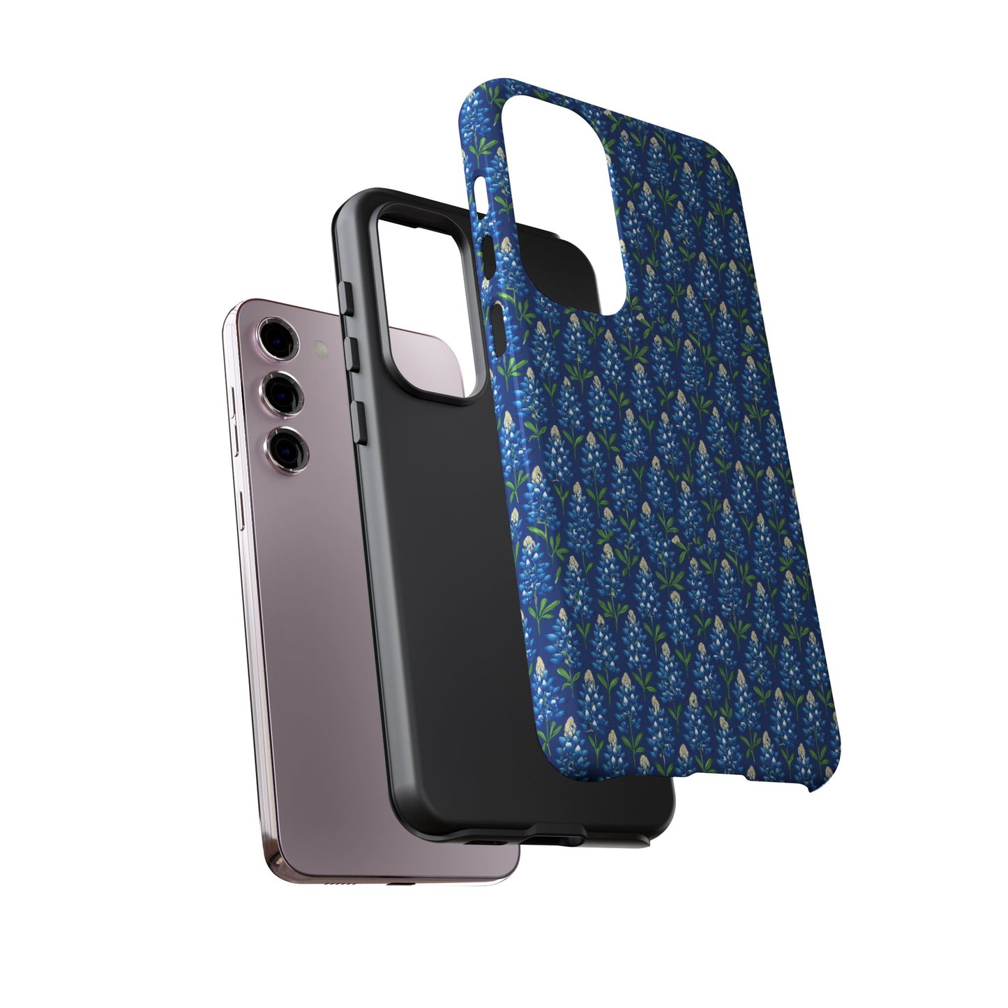 Phone Case, Texas Bluebonnet Tough Case, Navy Floral Phone Cover, Protective iPhone Case, Samsung Galaxy Case, Texas Wildflower Gift