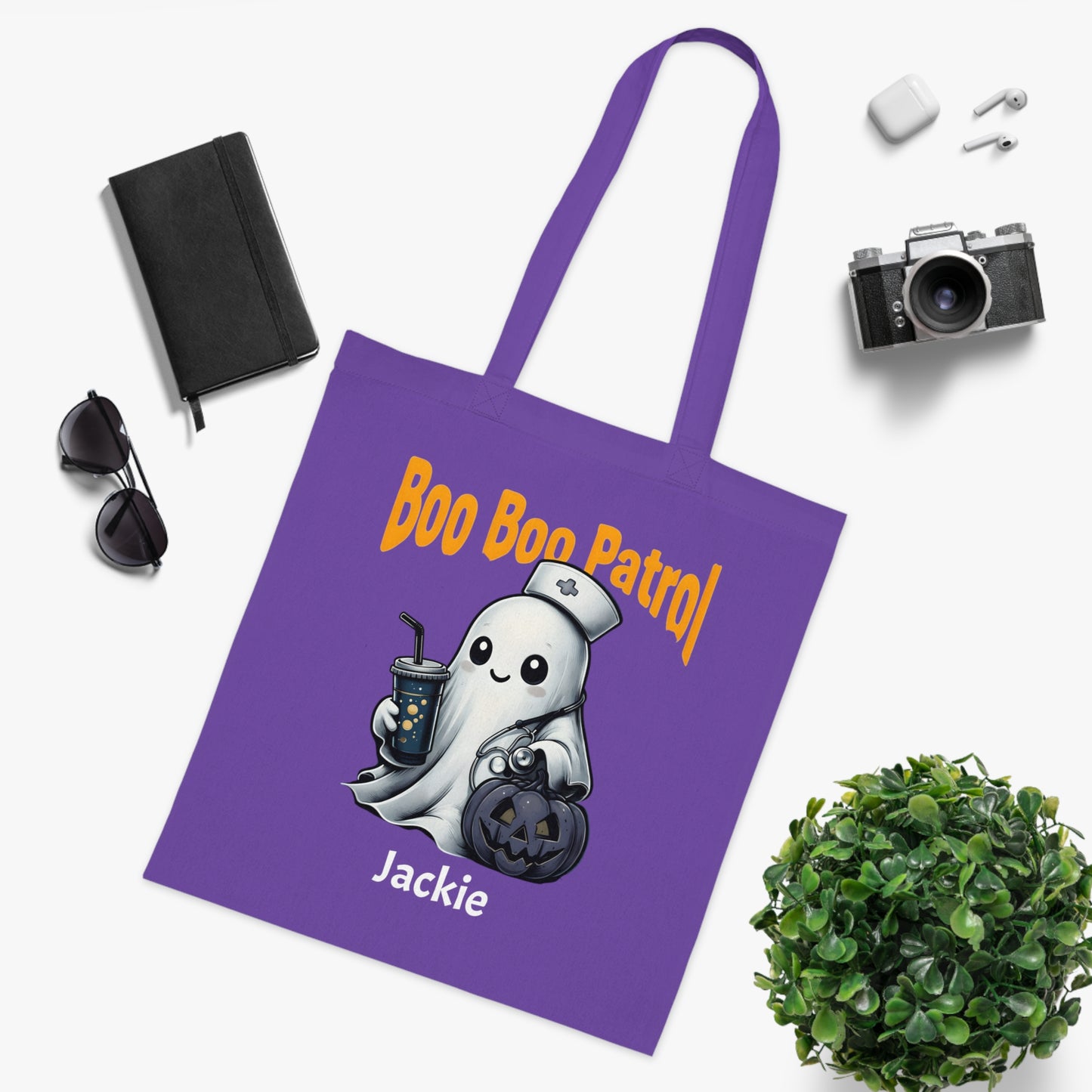 Boo Boo Patrol Nurse Halloween Tote Bag, Cute Ghost Design, Trick or Treat Bag, Halloween Party, Spooky Season Essential, Nurses Gift
