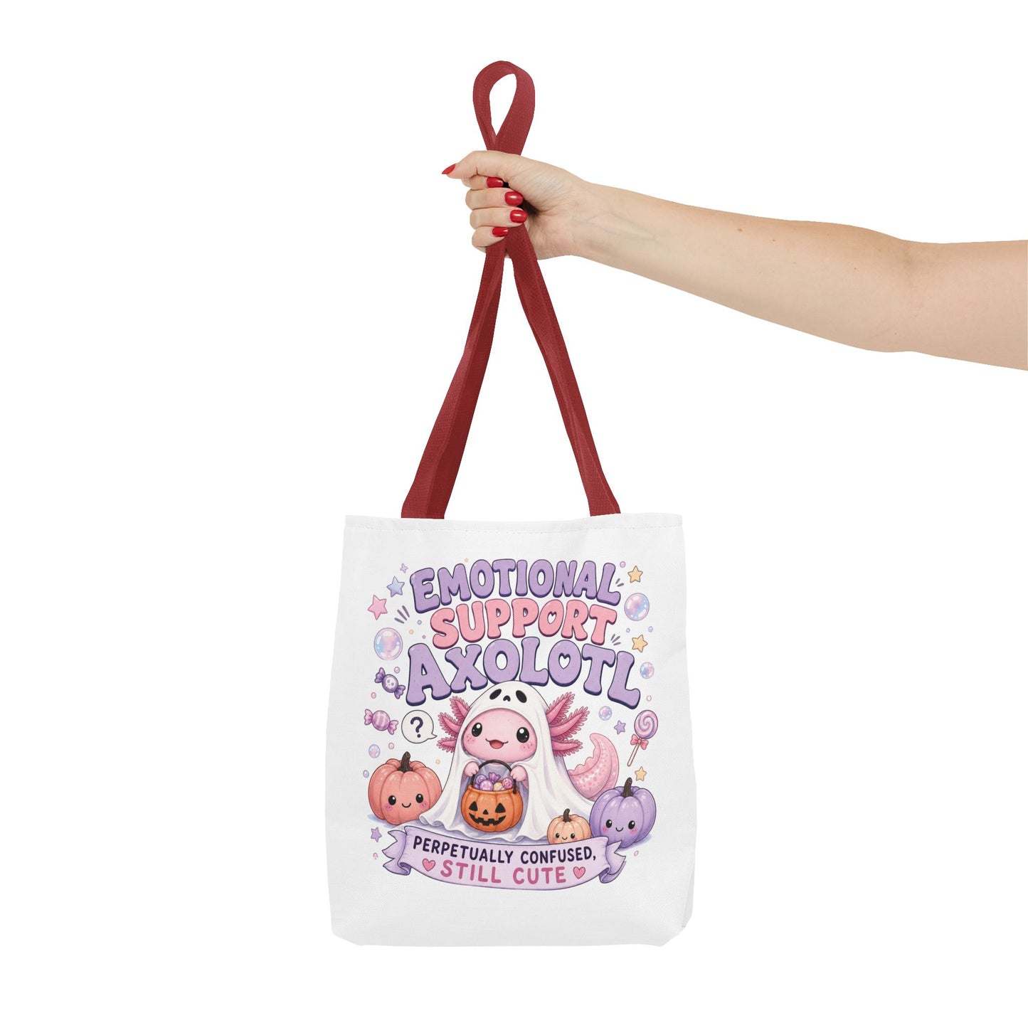 Emotional Support Axolotl Tote Bag | Cute Pastel Summerween Illustration