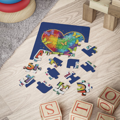 Autism Puzzle Heart Kids' Puzzle | 30-Piece Rainbow Butterfly Design