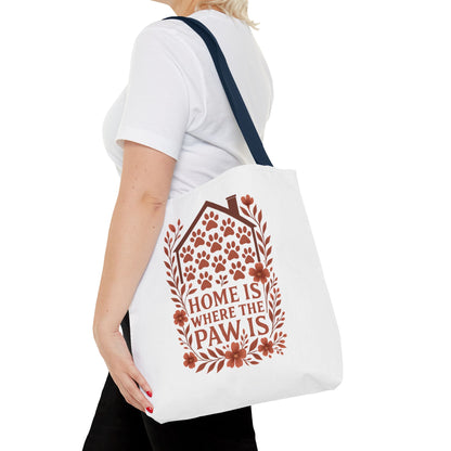 Home is Where the Paw Is Tote Bag | Pet Lover Gift, Floral Design, Animal Lover Accessory, Eco-Friendly Shopping Bag, Dog Mom Tote