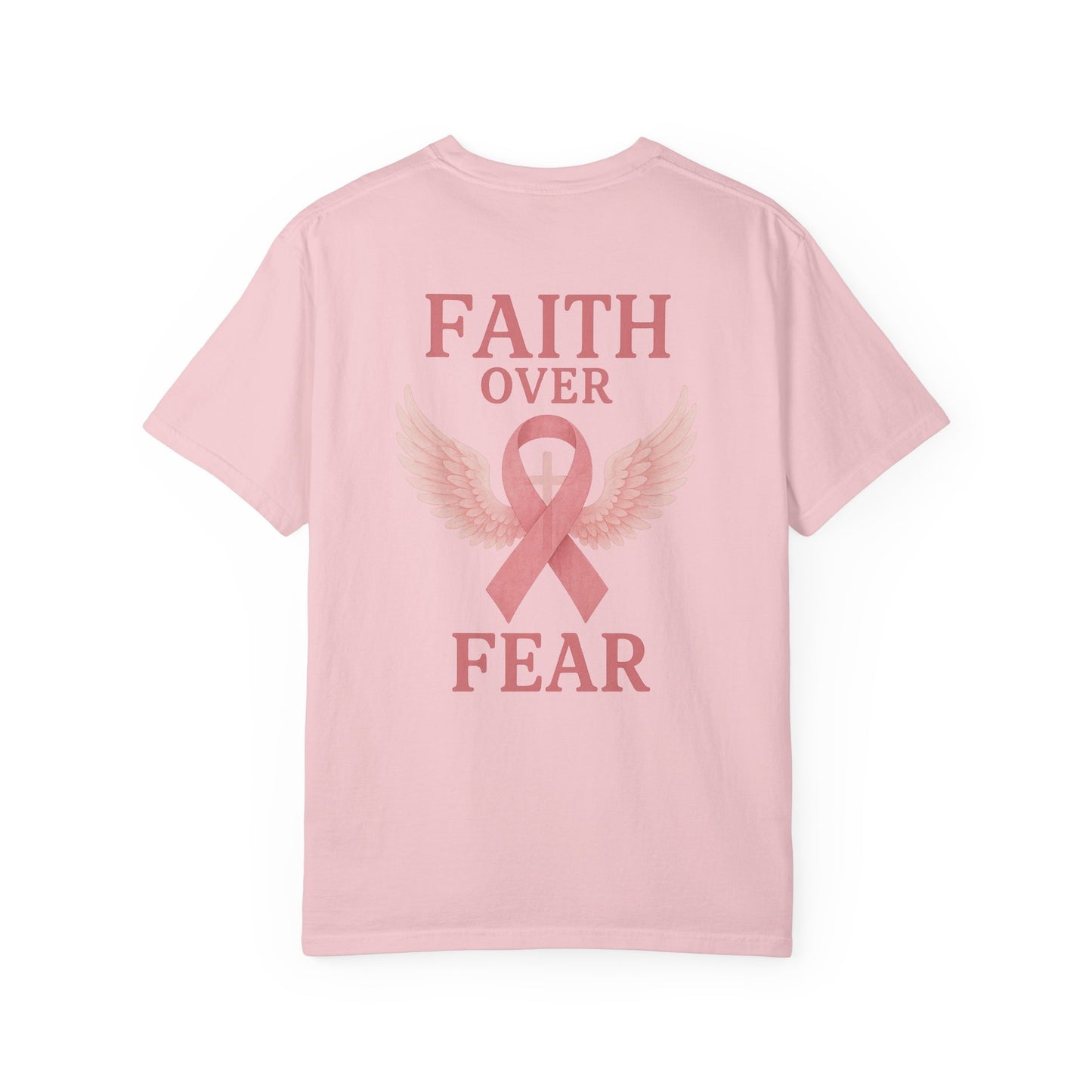 Faith Over Fear Angel Wings T-shirt, Breast Cancer Awareness Tee, Unisex Shirt, Religious Gift, Inspirational Clothing