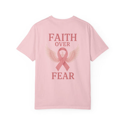 Faith Over Fear Angel Wings T-shirt, Breast Cancer Awareness Tee, Unisex Shirt, Religious Gift, Inspirational Clothing