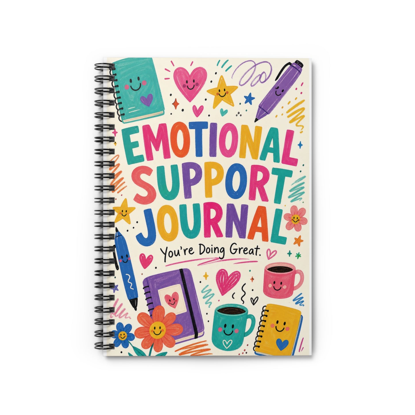 Emotional Support Journal Spiral Notebook | Cute Positive Mental Health