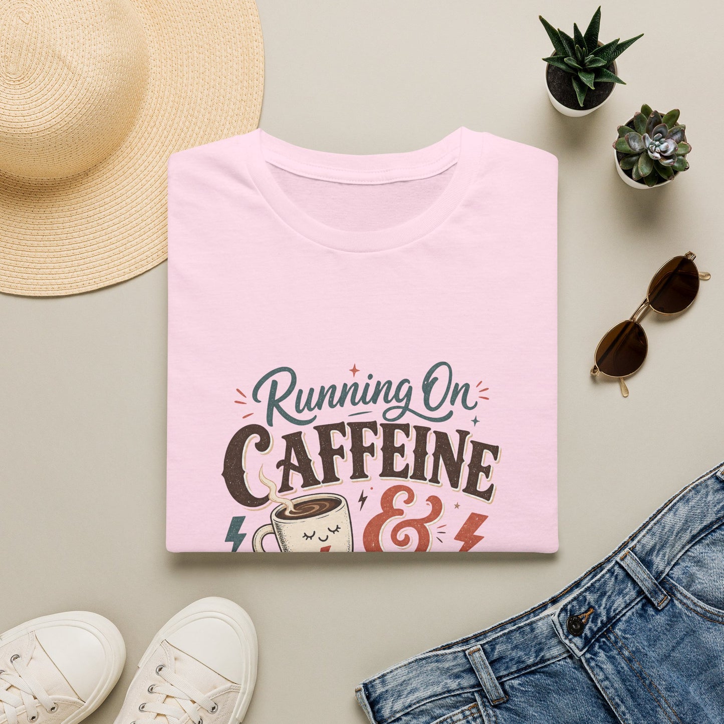 Running On Caffeine & Avoidance T-Shirt | Funny Coffee Quote Tee