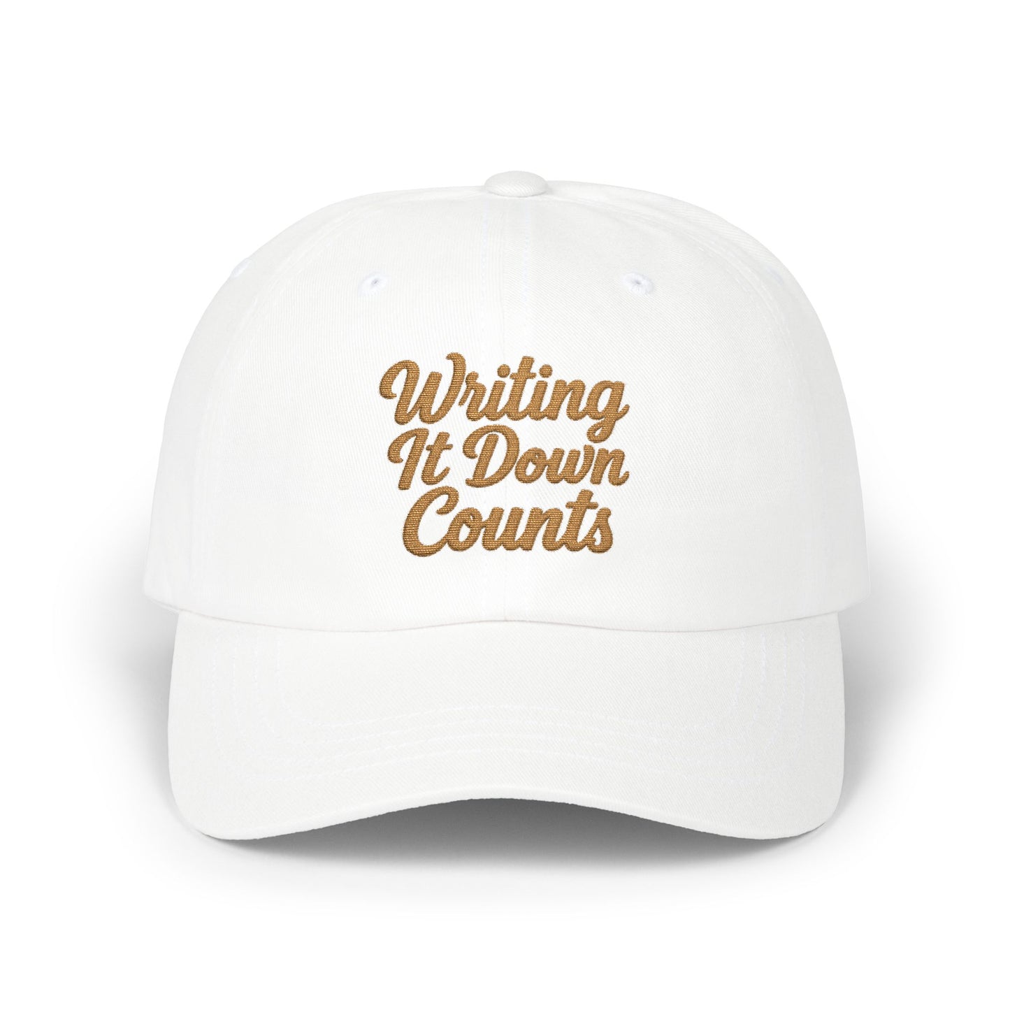 Writing It Down Counts Dad Cap | Script Embroidered Baseball Hat
