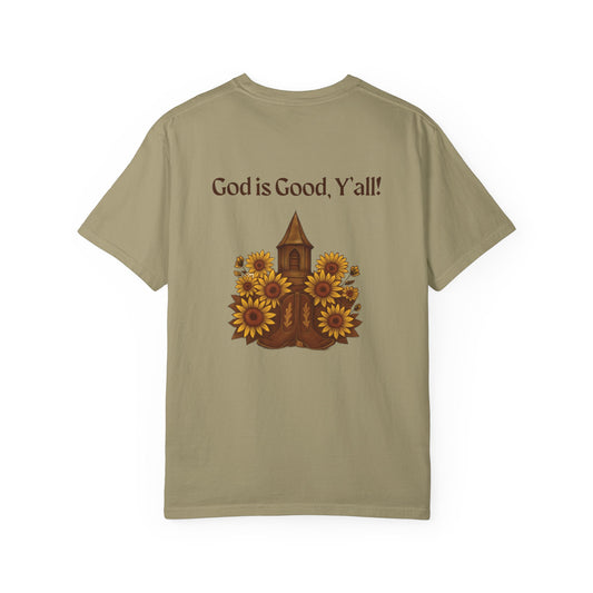Unisex Sunflower Tee - Inspirational T-Shirt, God is Good Y'all, Casual Wear, Gift for Gardeners, Faith-Based Apparel