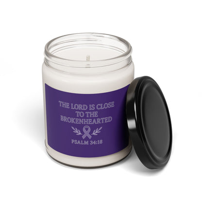 Scented Soy Candle, Inspirational Candle, Gift for Comfort, Relaxation Candle, Spiritual Home Decor, Inspirational Gifts, Psalm 34:18 Candle