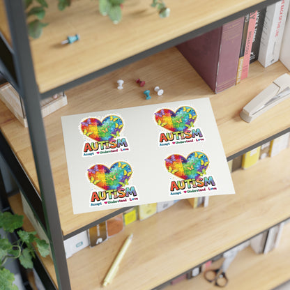 Autism Puzzle Heart Sticker Sheet | Accept Understand Love, Rainbow Awareness