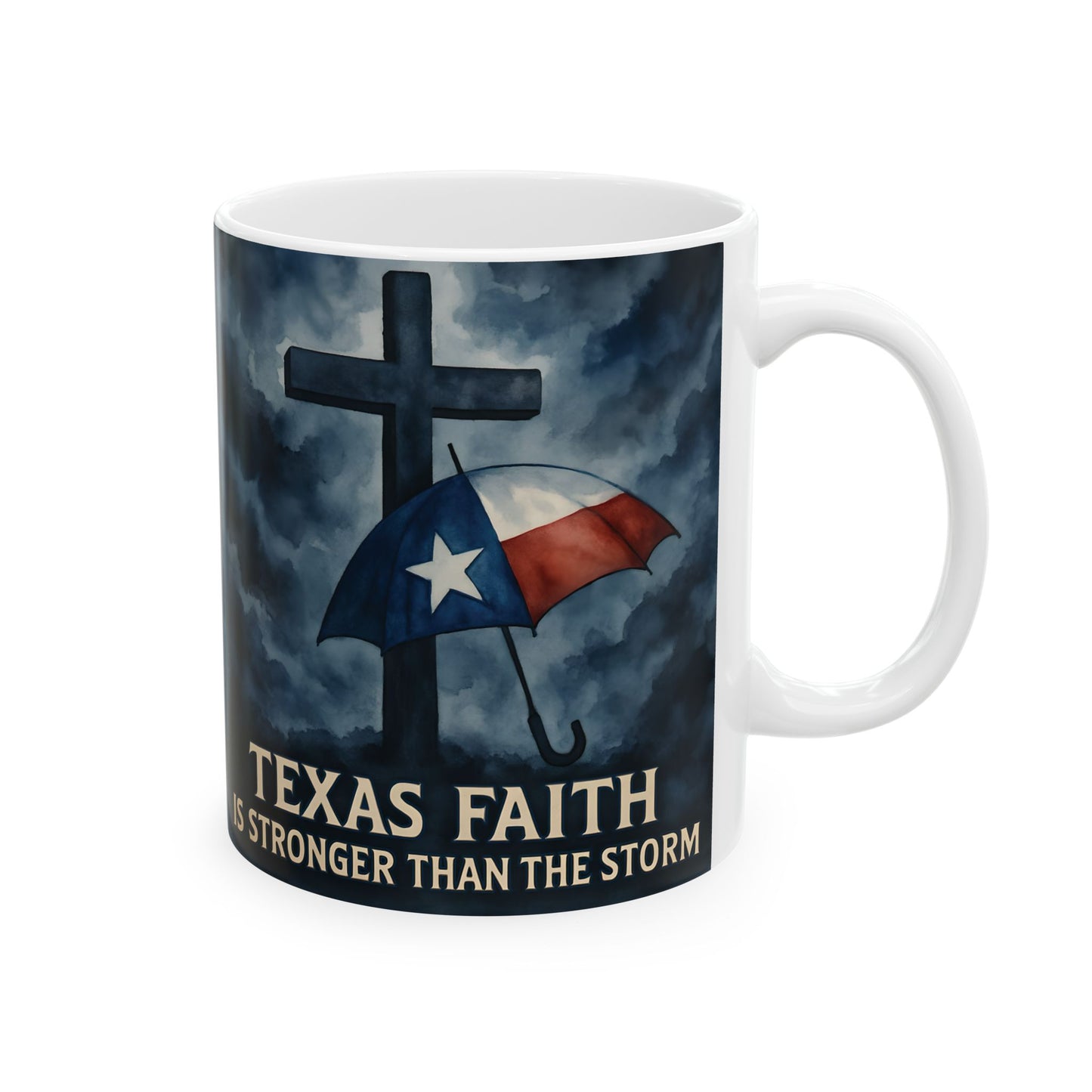 Texas Faith Ceramic Mug, Religious Coffee Cup, 11oz Christian Tea Mug, Scripture Verse Drinkware, Inspirational Quote Mug, Devotional Gift