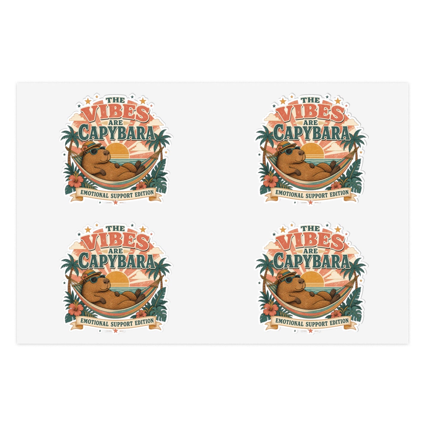 The Vibes Are Capybara sticker sheet | Cute capybara, tropical design
