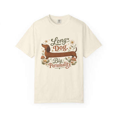Long Dog Big Personality Dachshund T-shirt | Cute Sausage Dog Floral Design