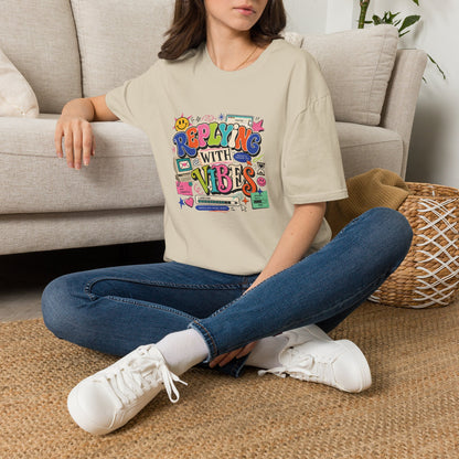 Replying With Vibes T-Shirt | Retro Colorful Typography, 90s Aesthetic