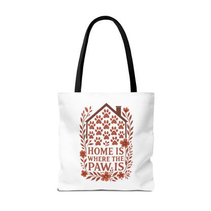 Home is Where the Paw Is Tote Bag | Pet Lover Gift, Floral Design, Animal Lover Accessory, Eco-Friendly Shopping Bag, Dog Mom Tote