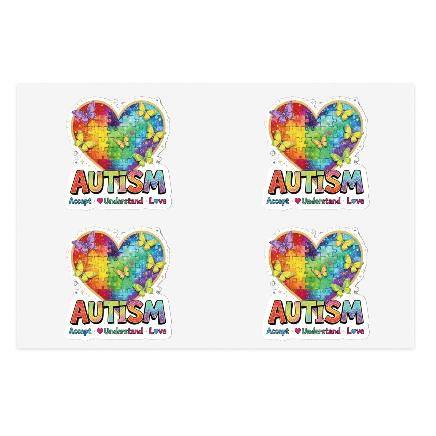Autism Puzzle Heart Sticker Sheet Bundle, Sticker