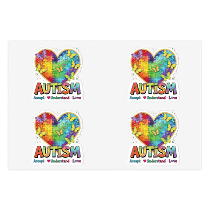 Autism Puzzle Heart Sticker Sheet Bundle, Sticker
