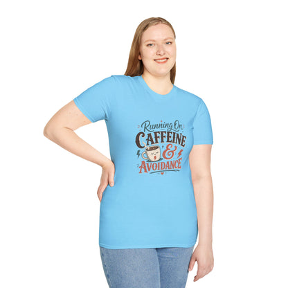 Running On Caffeine & Avoidance T-Shirt | Funny Coffee Quote Tee