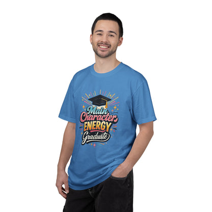 Main Character Energy Graduate T-Shirt | Graduation Cap Typography Tee