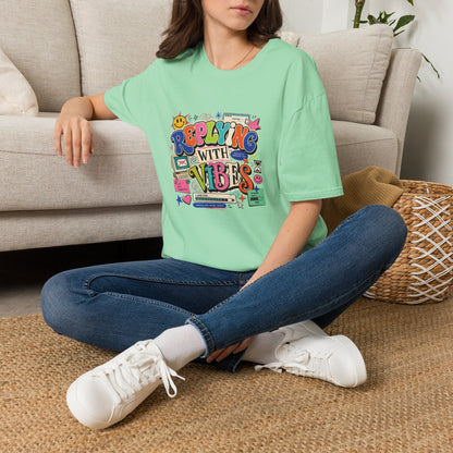 Replying With Vibes T-Shirt | Retro Colorful Typography, 90s Aesthetic