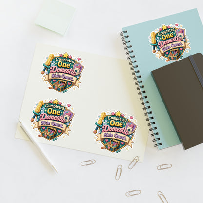 Completed One Domestic Side Quest Sticker Sheet | Cute Achievement Badge Stickers