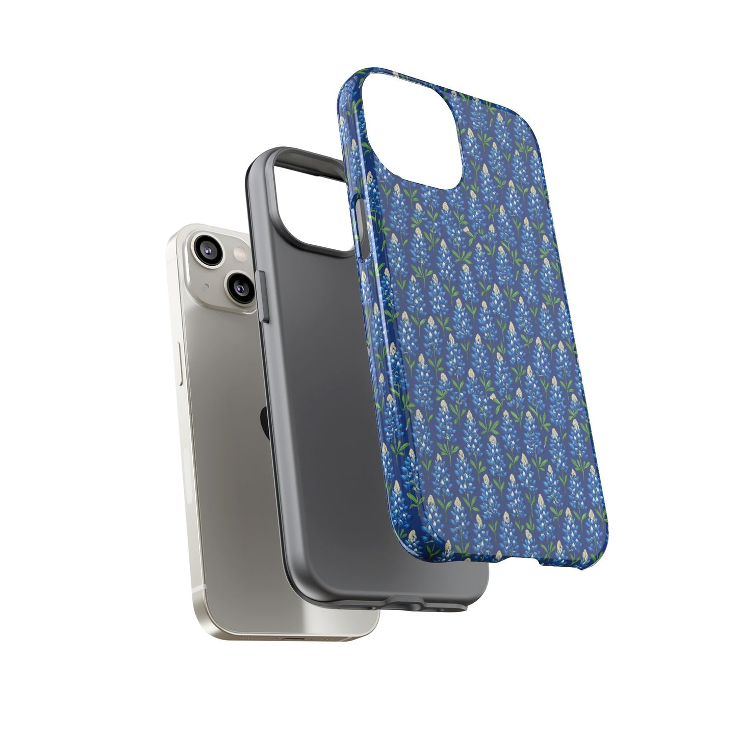 Phone Case, Texas Bluebonnet Tough Case, Navy Floral Phone Cover, Protective iPhone Case, Samsung Galaxy Case, Texas Wildflower Gift
