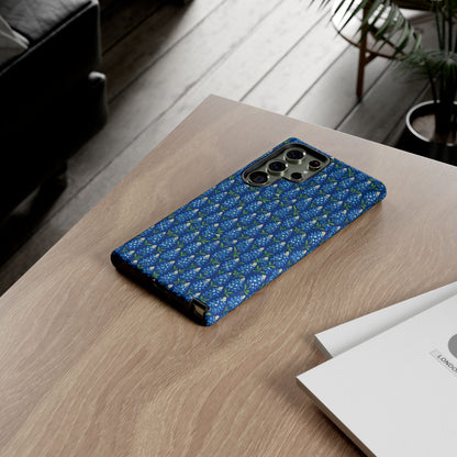 Phone Case, Texas Bluebonnet Tough Case, Navy Floral Phone Cover, Protective iPhone Case, Samsung Galaxy Case, Texas Wildflower Gift