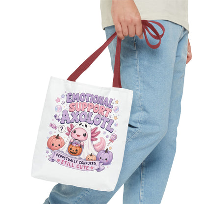 Emotional Support Axolotl Tote Bag | Cute Pastel Summerween Illustration