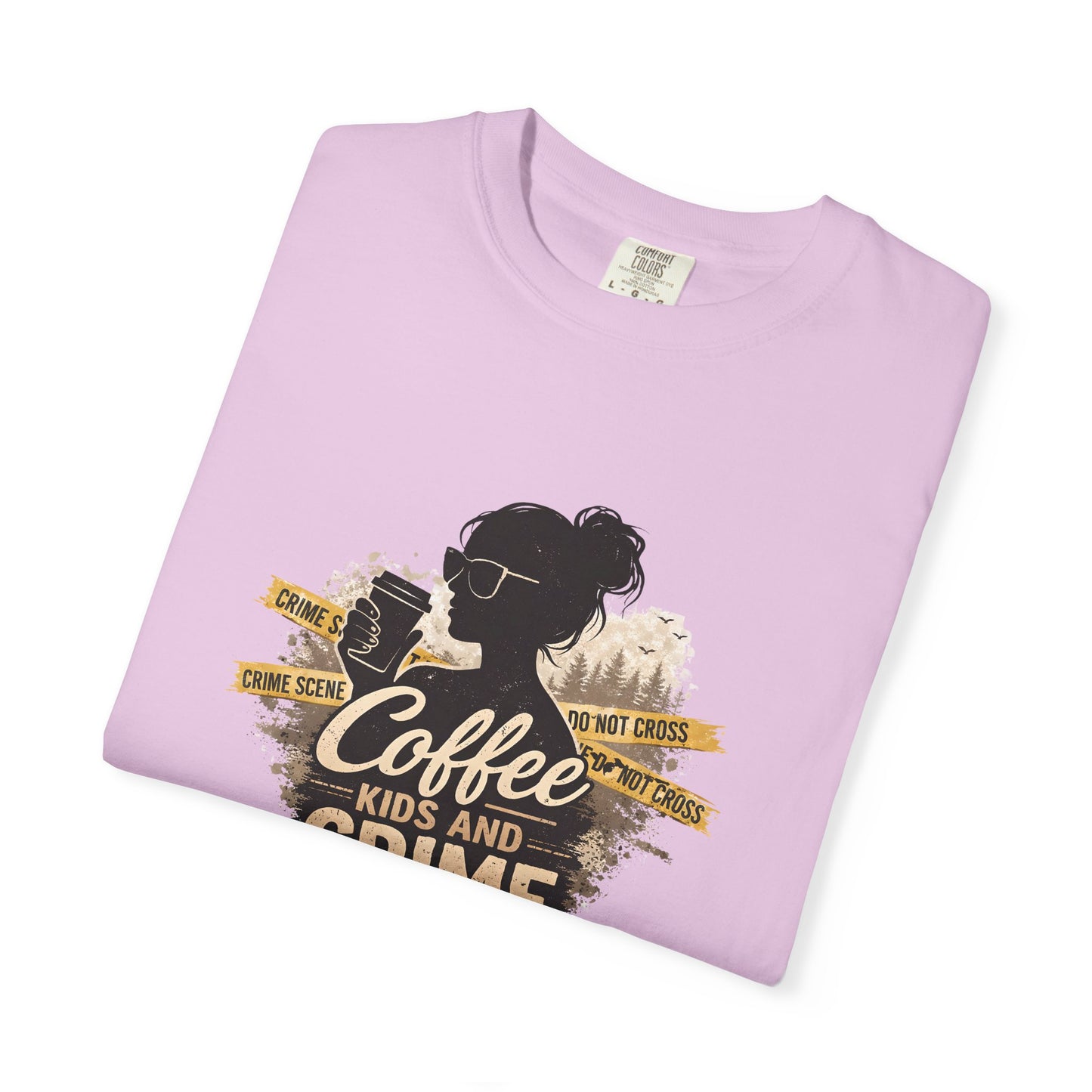 Coffee Kids and Crime Podcast Mom T-Shirt | Coffee Mug Silhouette Tee