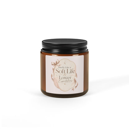 Soft Life Scented Candle amber jar | soy candle