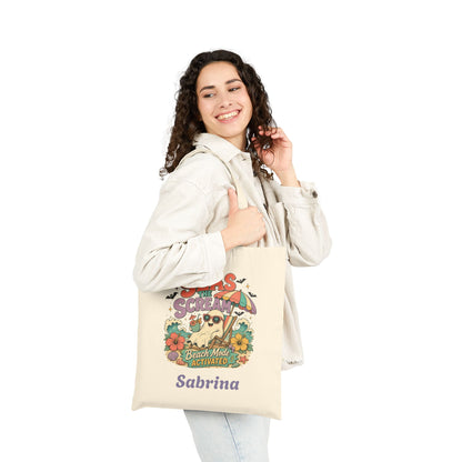 Seas the Scream beach pug illustration Tote Bag | personalized name option