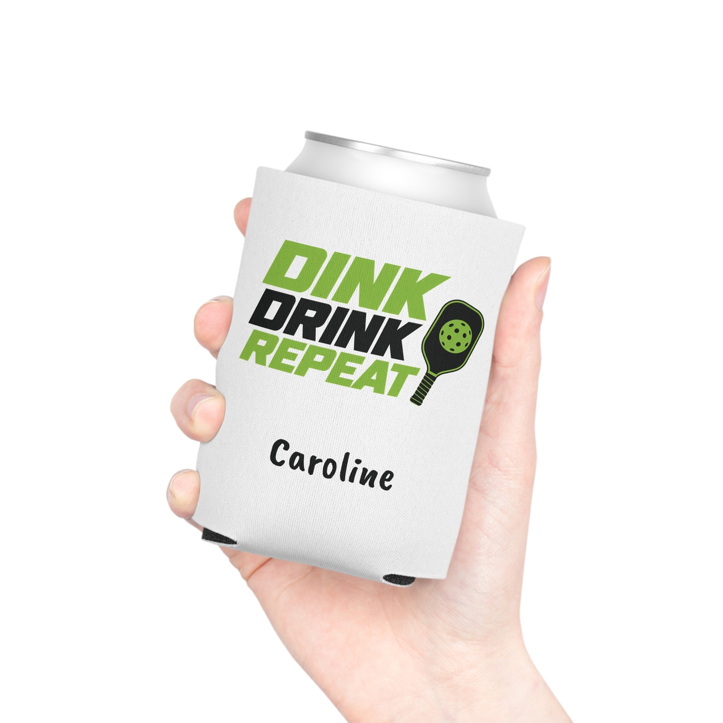 Dink Drink Repeat Can Cooler | Pickleball Paddle Graphic, Personalized Option